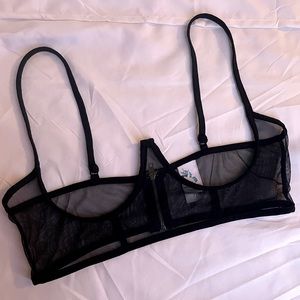 Black Magic Mesh Underbust Corset - Black / M